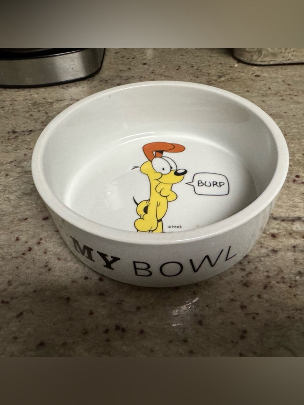 Ceramic White Dog Bowl with Cartoon Design - My Bowl